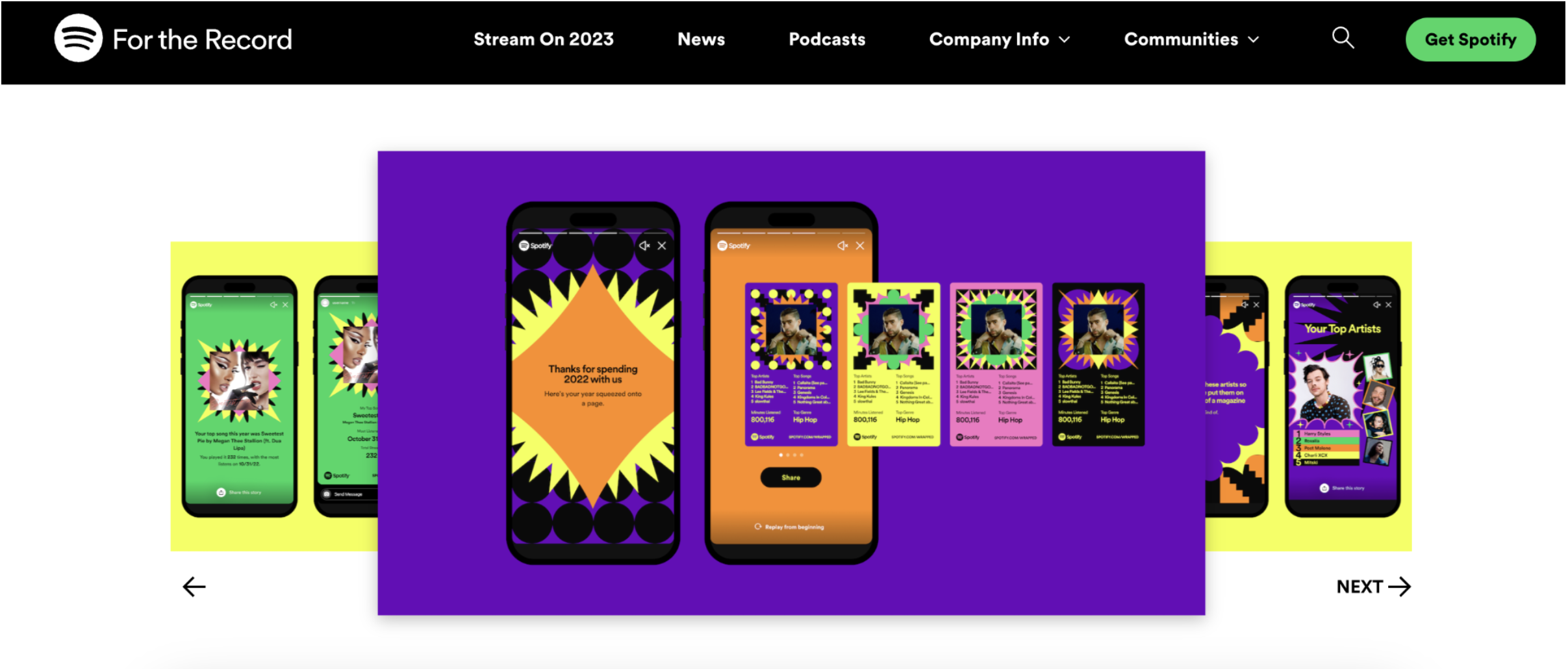 Website Screenshot von Spotify zu Content Marketing